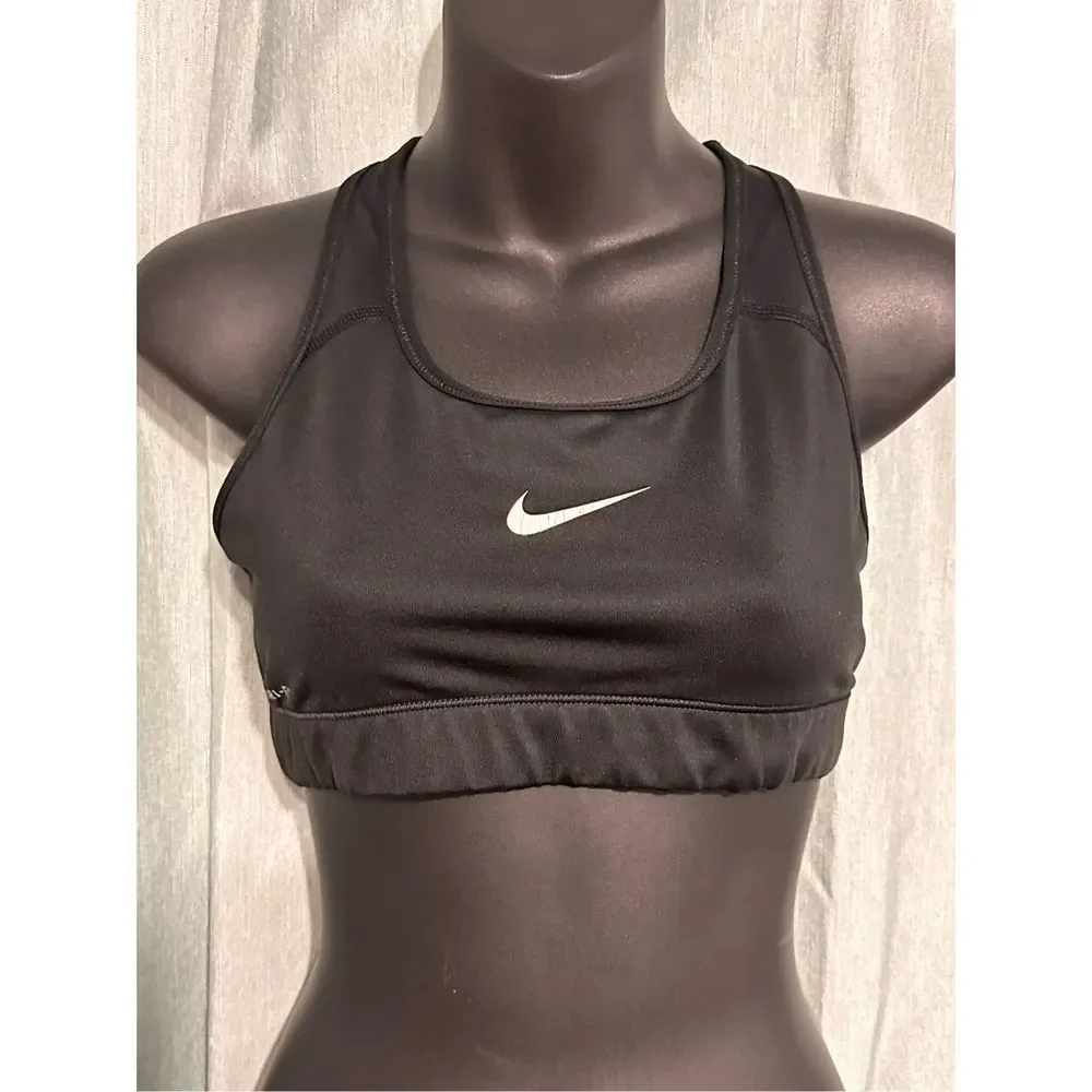 Nice Nike DRI-FIT Women's Activewear Stretch black nice Logo Sports Bra Pro Size